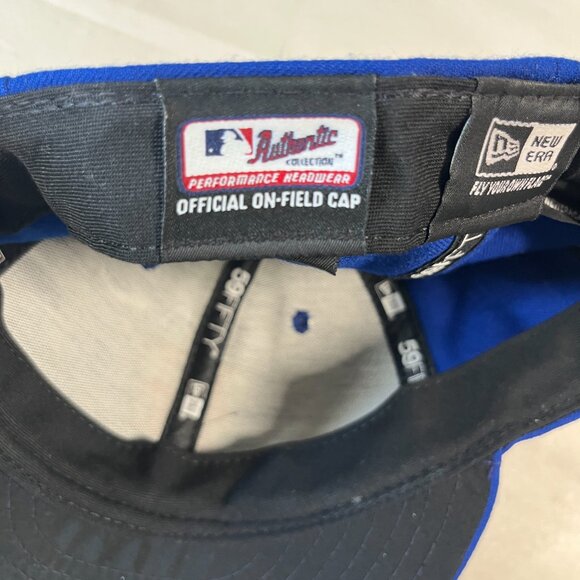 New York Mets Blue Orange Black Classic Logo Men's Fitted Hat Cap 7-1/4 New Era - Picture 4 of 6